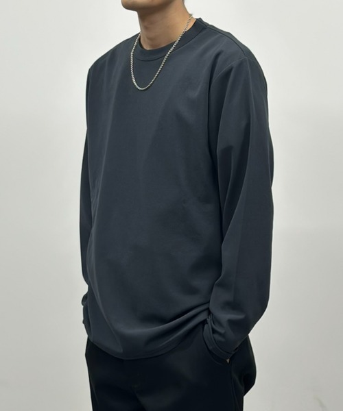 NAVY（ネイビー）の「【倍速DRY・抗菌防臭加工】ジョーゼットL/S TEE（Tシャツ/カットソー・メンズ・ホワイト/ブラック/チャコールグレー/ブルーグレー・S/M/L/XL/XXL）」の3枚目の写真