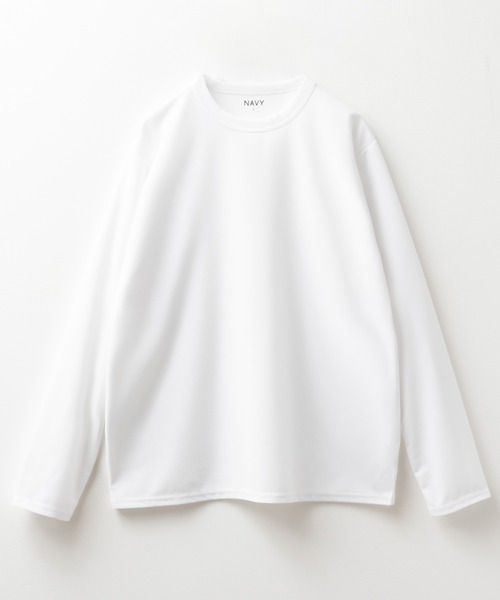 NAVY（ネイビー）の「【倍速DRY・抗菌防臭加工】ジョーゼットL/S TEE（Tシャツ/カットソー・メンズ・ホワイト/ブラック/チャコールグレー/ブルーグレー・S/M/L/XL/XXL）」の6枚目の写真