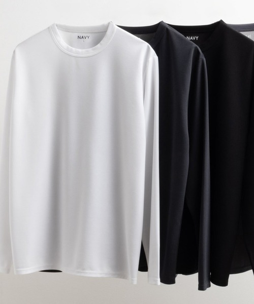 NAVY（ネイビー）の「【倍速DRY・抗菌防臭加工】ジョーゼットL/S TEE（Tシャツ/カットソー・メンズ・ホワイト/ブラック/チャコールグレー/ブルーグレー・S/M/L/XL/XXL）」の22枚目の写真