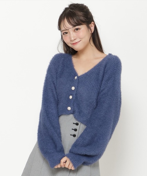 REDYAZEL(レディアゼル)の「フェザーニットカーディガン(カーディガン/ボレロ・レディース・ベージュ/ブルー/オフホワイト/レッド・FREE)」の3枚目の写真