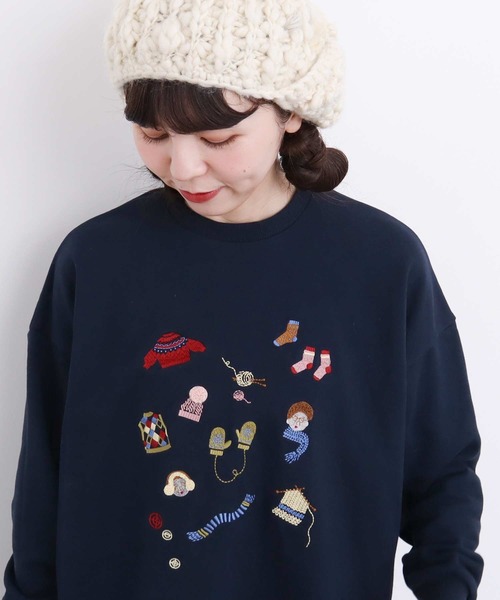 【セール】冬のせいかつ 裏毛刺繍プルオーバー（スウェット）｜l'atelier du savon（アトリエドサボン）