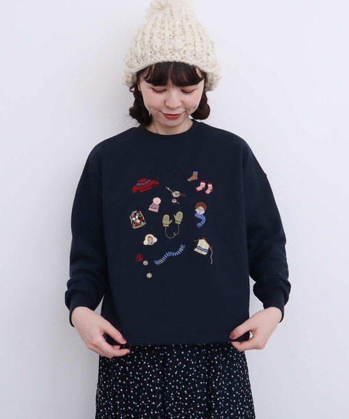 【セール】冬のせいかつ 裏毛刺繍プルオーバー（スウェット）｜l'atelier du savon（アトリエドサボン）