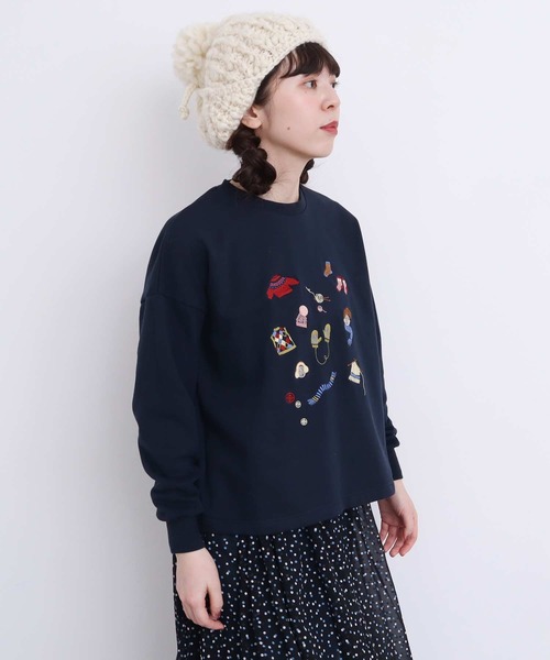 【セール】冬のせいかつ 裏毛刺繍プルオーバー（スウェット）｜l'atelier du savon（アトリエドサボン）