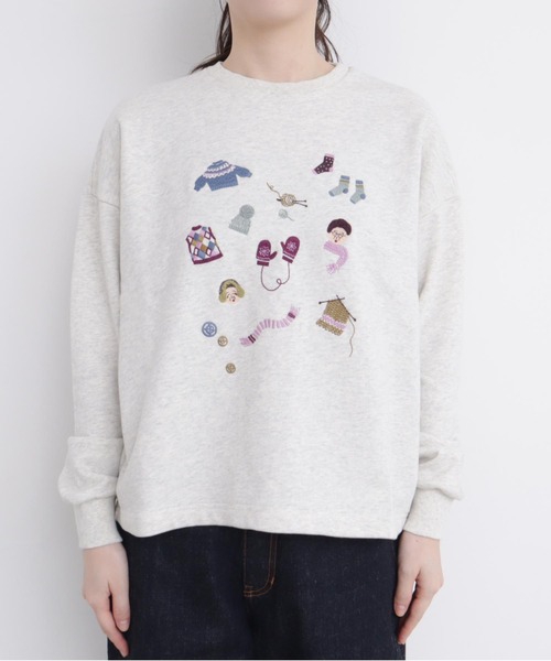 【セール】冬のせいかつ 裏毛刺繍プルオーバー（スウェット）｜l'atelier du savon（アトリエドサボン）