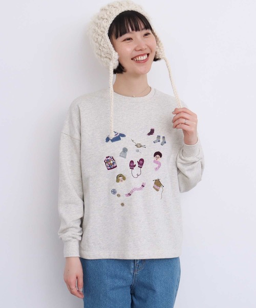 【セール】冬のせいかつ 裏毛刺繍プルオーバー（スウェット）｜l'atelier du savon（アトリエドサボン）