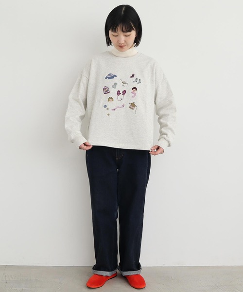 【セール】冬のせいかつ 裏毛刺繍プルオーバー（スウェット）｜l'atelier du savon（アトリエドサボン）