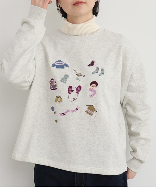 【セール】冬のせいかつ 裏毛刺繍プルオーバー（スウェット）｜l'atelier du savon（アトリエドサボン）
