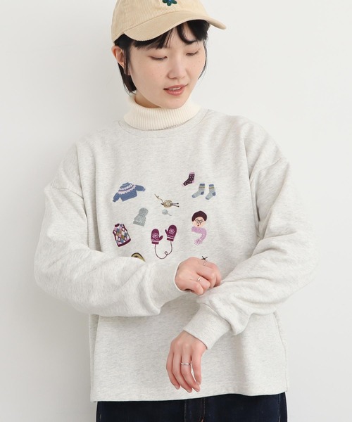 【セール】冬のせいかつ 裏毛刺繍プルオーバー（スウェット）｜l'atelier du savon（アトリエドサボン）