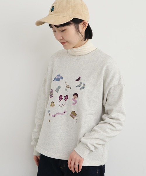 【セール】冬のせいかつ 裏毛刺繍プルオーバー（スウェット）｜l'atelier du savon（アトリエドサボン）