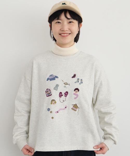 【セール】冬のせいかつ 裏毛刺繍プルオーバー（スウェット）｜l'atelier du savon（アトリエドサボン）