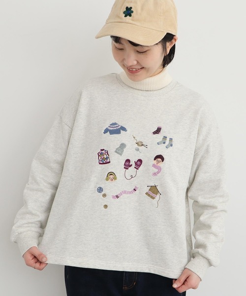 【セール】冬のせいかつ 裏毛刺繍プルオーバー（スウェット）｜l'atelier du savon（アトリエドサボン）