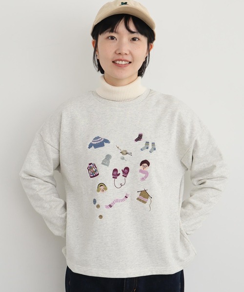 【セール】冬のせいかつ 裏毛刺繍プルオーバー（スウェット）｜l'atelier du savon（アトリエドサボン）