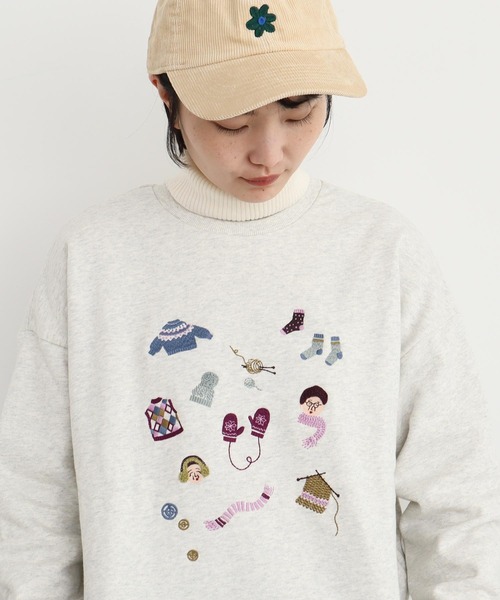 【セール】冬のせいかつ 裏毛刺繍プルオーバー（スウェット）｜l'atelier du savon（アトリエドサボン）