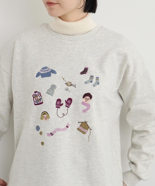 【セール】冬のせいかつ 裏毛刺繍プルオーバー（スウェット）｜l'atelier du savon（アトリエドサボン）