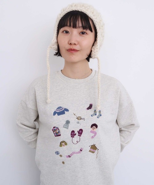 【セール】冬のせいかつ 裏毛刺繍プルオーバー（スウェット）｜l'atelier du savon（アトリエドサボン）