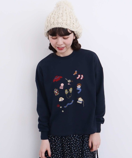 【セール】冬のせいかつ 裏毛刺繍プルオーバー（スウェット）｜l'atelier du savon（アトリエドサボン）