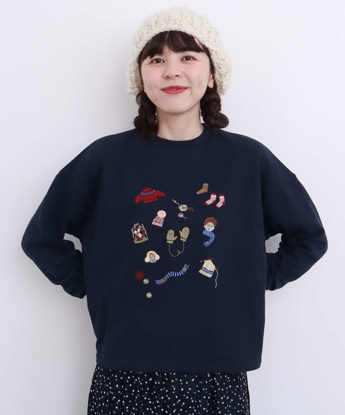 【セール】冬のせいかつ 裏毛刺繍プルオーバー（スウェット）｜l'atelier du savon（アトリエドサボン）