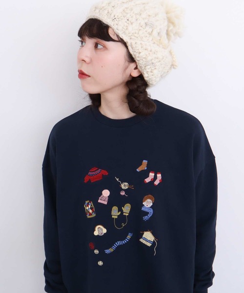 【セール】冬のせいかつ 裏毛刺繍プルオーバー（スウェット）｜l'atelier du savon（アトリエドサボン）