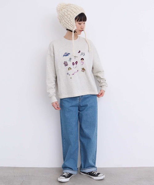 【セール】冬のせいかつ 裏毛刺繍プルオーバー（スウェット）｜l'atelier du savon（アトリエドサボン）