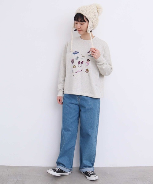 【セール】冬のせいかつ 裏毛刺繍プルオーバー（スウェット）｜l'atelier du savon（アトリエドサボン）