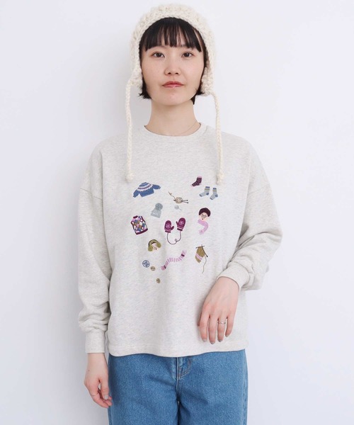【セール】冬のせいかつ 裏毛刺繍プルオーバー（スウェット）｜l'atelier du savon（アトリエドサボン）