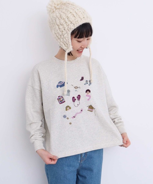 【セール】冬のせいかつ 裏毛刺繍プルオーバー（スウェット）｜l'atelier du savon（アトリエドサボン）