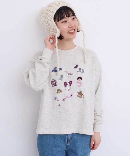 【セール】冬のせいかつ 裏毛刺繍プルオーバー（スウェット）｜l'atelier du savon（アトリエドサボン）