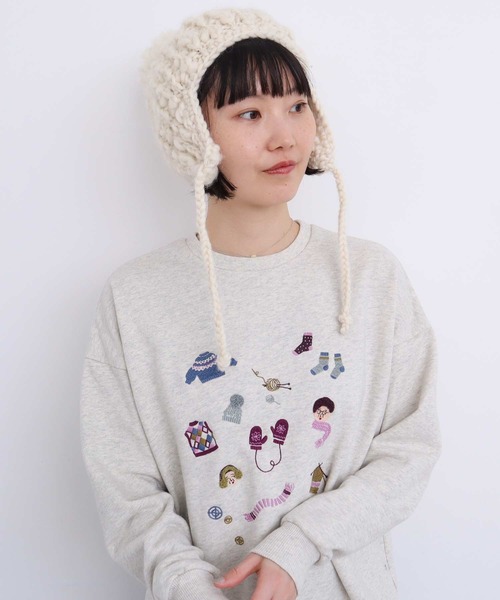 【セール】冬のせいかつ 裏毛刺繍プルオーバー（スウェット）｜l'atelier du savon（アトリエドサボン）