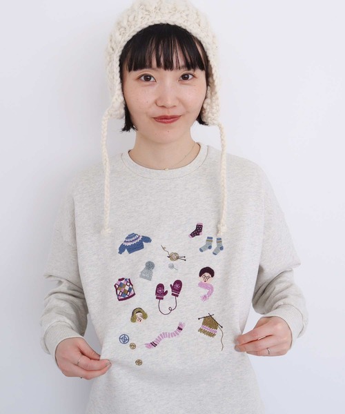 【セール】冬のせいかつ 裏毛刺繍プルオーバー（スウェット）｜l'atelier du savon（アトリエドサボン）