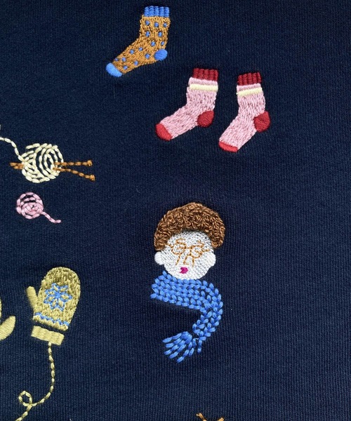 【セール】冬のせいかつ 裏毛刺繍プルオーバー（スウェット）｜l'atelier du savon（アトリエドサボン）