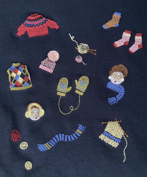 【セール】冬のせいかつ 裏毛刺繍プルオーバー（スウェット）｜l'atelier du savon（アトリエドサボン）