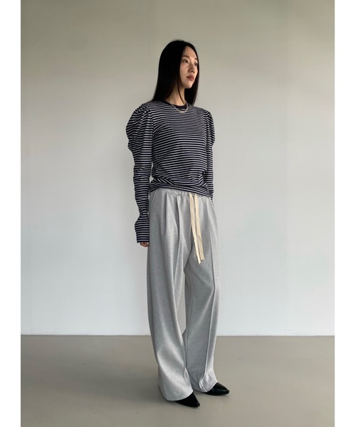 Didot.showroom（ディドット ショールーム）の「【DIDOT.】パフボーダーロンT（Tシャツ/カットソー・レディース・アイボリー/ネイビー/ベージュ/ミント・FREE）」の5枚目の写真