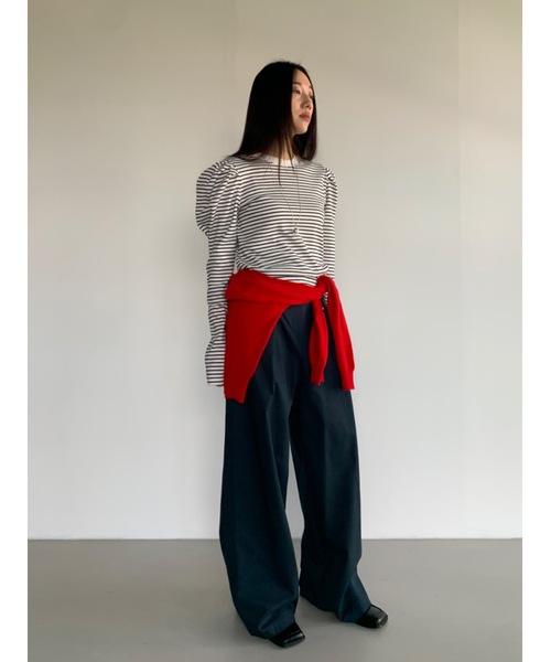 Didot.showroom（ディドット ショールーム）の「【DIDOT.】パフボーダーロンT（Tシャツ/カットソー・レディース・アイボリー/ネイビー/ベージュ/ミント・FREE）」の13枚目の写真