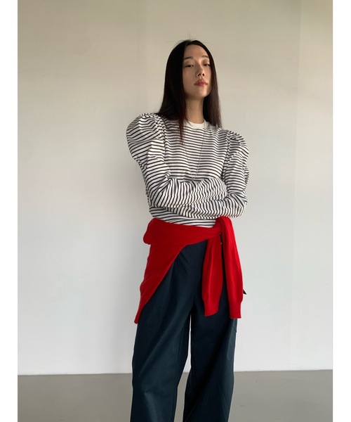 tシャツ 「DIDOT.」パフボーダーロンT レディース セール】【DIDOT.】パフボーダーロンT（Tシャツ/カットソー