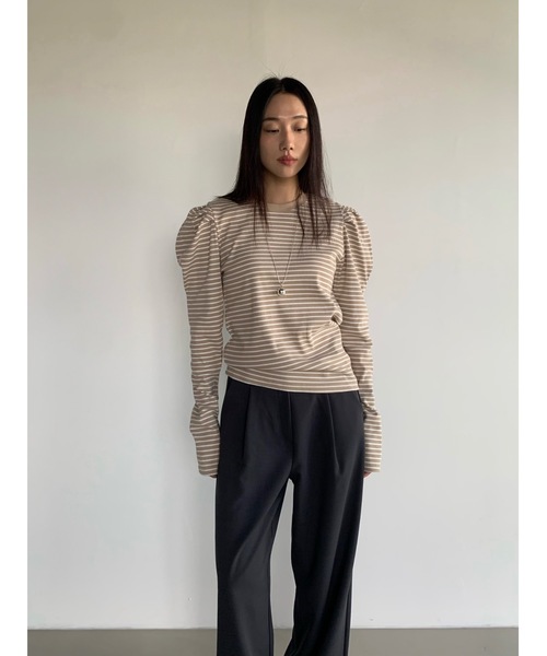 tシャツ 「DIDOT.」パフボーダーロンT レディース セール】【DIDOT.】パフボーダーロンT（Tシャツ/カットソー