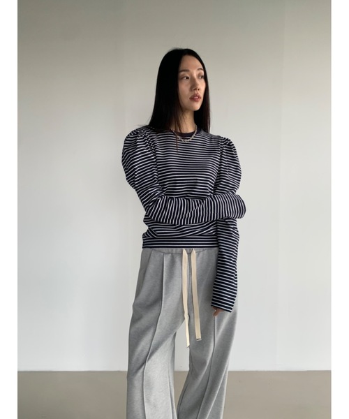 tシャツ 「DIDOT.」パフボーダーロンT レディース セール】【DIDOT.】パフボーダーロンT（Tシャツ/カットソー