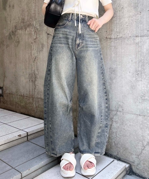 INGNI（イング）の「【WEB限定】デニムカーブパンツ（デニムパンツ・レディース・グレー/ブルー系その他4/ブルー系その他/ブルー系その他6/ブルー系その他3/ライトグレー/ベージュ/ブラウン・S/M）」の8枚目の写真