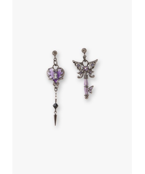 ANNA SUI(アナスイ)の「バタフライ鍵モチーフ ピアス(ピアス(両耳用)・レディース・パープル・ONE SIZE)」の1枚目の写真