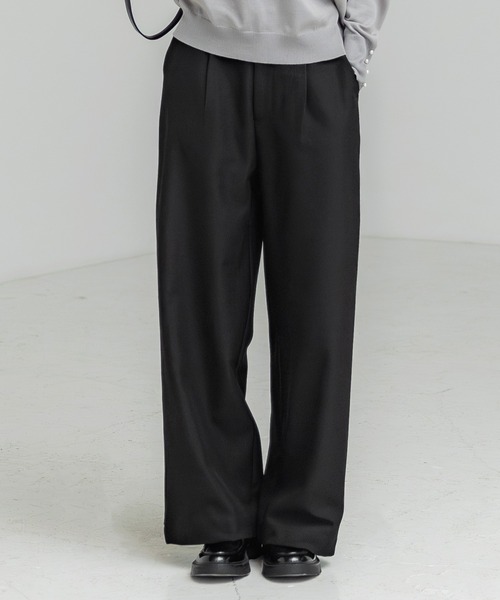 coca(coca)(コカ)の「ウーリッシュツイル タックワイドパンツ(その他パンツ・レディース・ブラック/チャコール・S/L/M)」の1枚目の写真