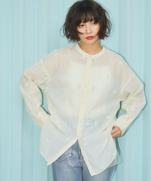 ELLEgirl | リボン刺繍シアーシャツ【ELLEgirl/エル ガール】(シャツ/ブラウス)