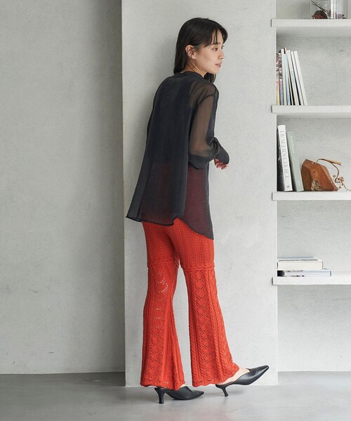 FREAK'S STORE(フリークスストア)の「FREAK’S STORE/フリークスストア The Yarn. 柄編みニットパンツ/シアーニットパンツ(その他パンツ・レディース・オレンジ/ブラック・フリ-)」の9枚目の写真