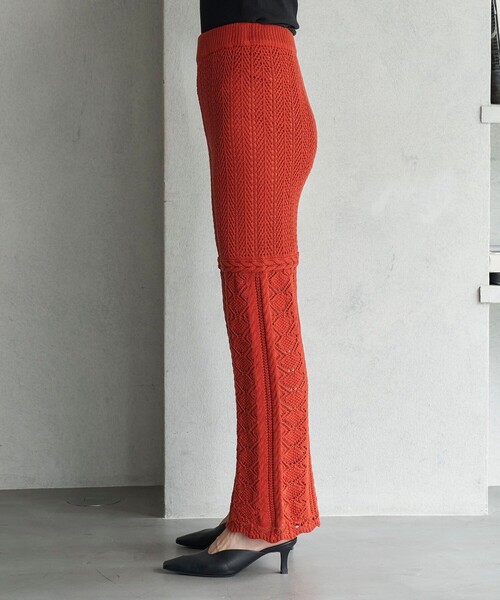 FREAK'S STORE(フリークスストア)の「FREAK’S STORE/フリークスストア The Yarn. 柄編みニットパンツ/シアーニットパンツ(その他パンツ・レディース・オレンジ/ブラック・フリ-)」の12枚目の写真
