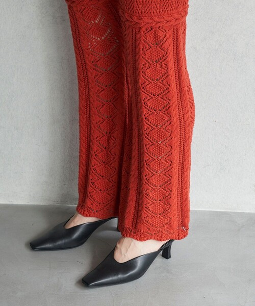 FREAK'S STORE(フリークスストア)の「FREAK’S STORE/フリークスストア The Yarn. 柄編みニットパンツ/シアーニットパンツ(その他パンツ・レディース・オレンジ/ブラック・フリ-)」の15枚目の写真