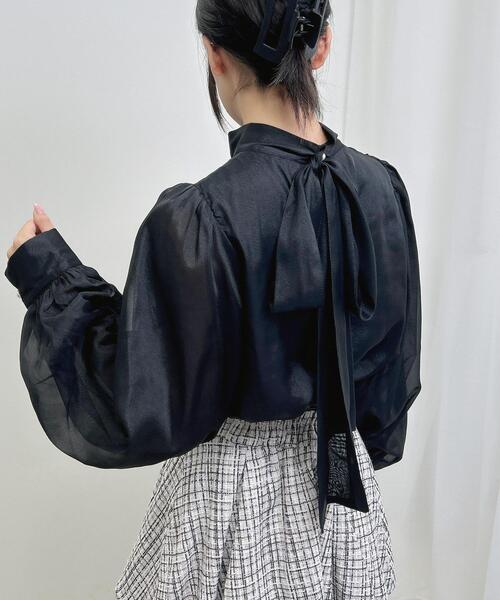 INGNI（イング）の「ラメシアー2Wayリボンブラウス（シャツ/ブラウス・レディース・ブラック/オフホワイト/ピンク系5・M）」の16枚目の写真