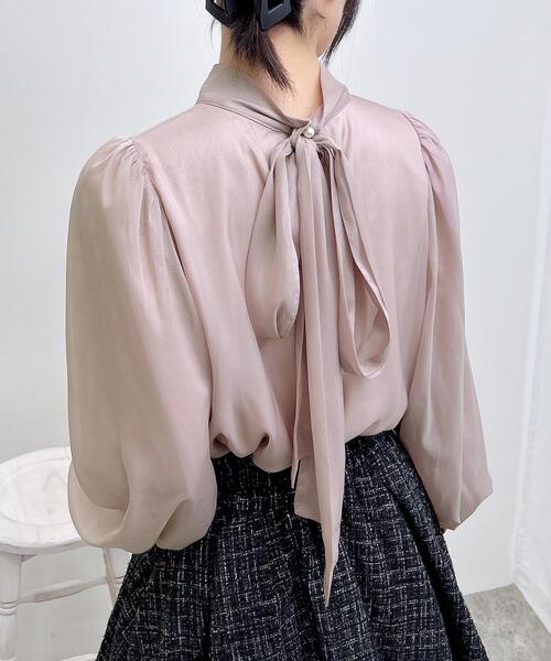 INGNI（イング）の「ラメシアー2Wayリボンブラウス（シャツ/ブラウス・レディース・ブラック/オフホワイト/ピンク系5・M）」の17枚目の写真