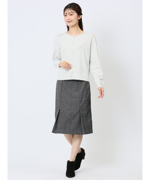 m.f.editorial(エムエフエディトリアル)の「【表地ストレッチ ウォッシャブル】m.f.エディトリアル レディース ビット付き チェック柄タイトスカート(スカート・レディース・ブラウン/ブラック×ホワイト・S/MEDIUM/LARGE)」の1枚目の写真