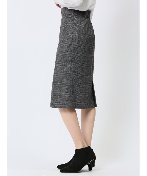 m.f.editorial(エムエフエディトリアル)の「【表地ストレッチ ウォッシャブル】m.f.エディトリアル レディース ビット付き チェック柄タイトスカート(スカート・レディース・ブラウン/ブラック×ホワイト・S/MEDIUM/LARGE)」の6枚目の写真