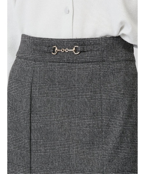 m.f.editorial(エムエフエディトリアル)の「【表地ストレッチ ウォッシャブル】m.f.エディトリアル レディース ビット付き チェック柄タイトスカート(スカート・レディース・ブラウン/ブラック×ホワイト・S/MEDIUM/LARGE)」の9枚目の写真