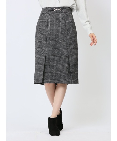 m.f.editorial(エムエフエディトリアル)の「【表地ストレッチ ウォッシャブル】m.f.エディトリアル レディース ビット付き チェック柄タイトスカート(スカート・レディース・ブラウン/ブラック×ホワイト・S/MEDIUM/LARGE)」の13枚目の写真