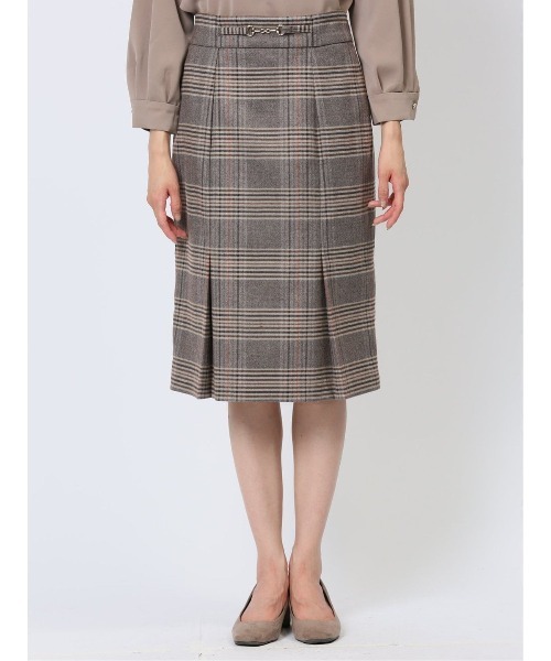 m.f.editorial(エムエフエディトリアル)の「【表地ストレッチ ウォッシャブル】m.f.エディトリアル レディース ビット付き チェック柄タイトスカート(スカート・レディース・ブラウン/ブラック×ホワイト・S/MEDIUM/LARGE)」の15枚目の写真